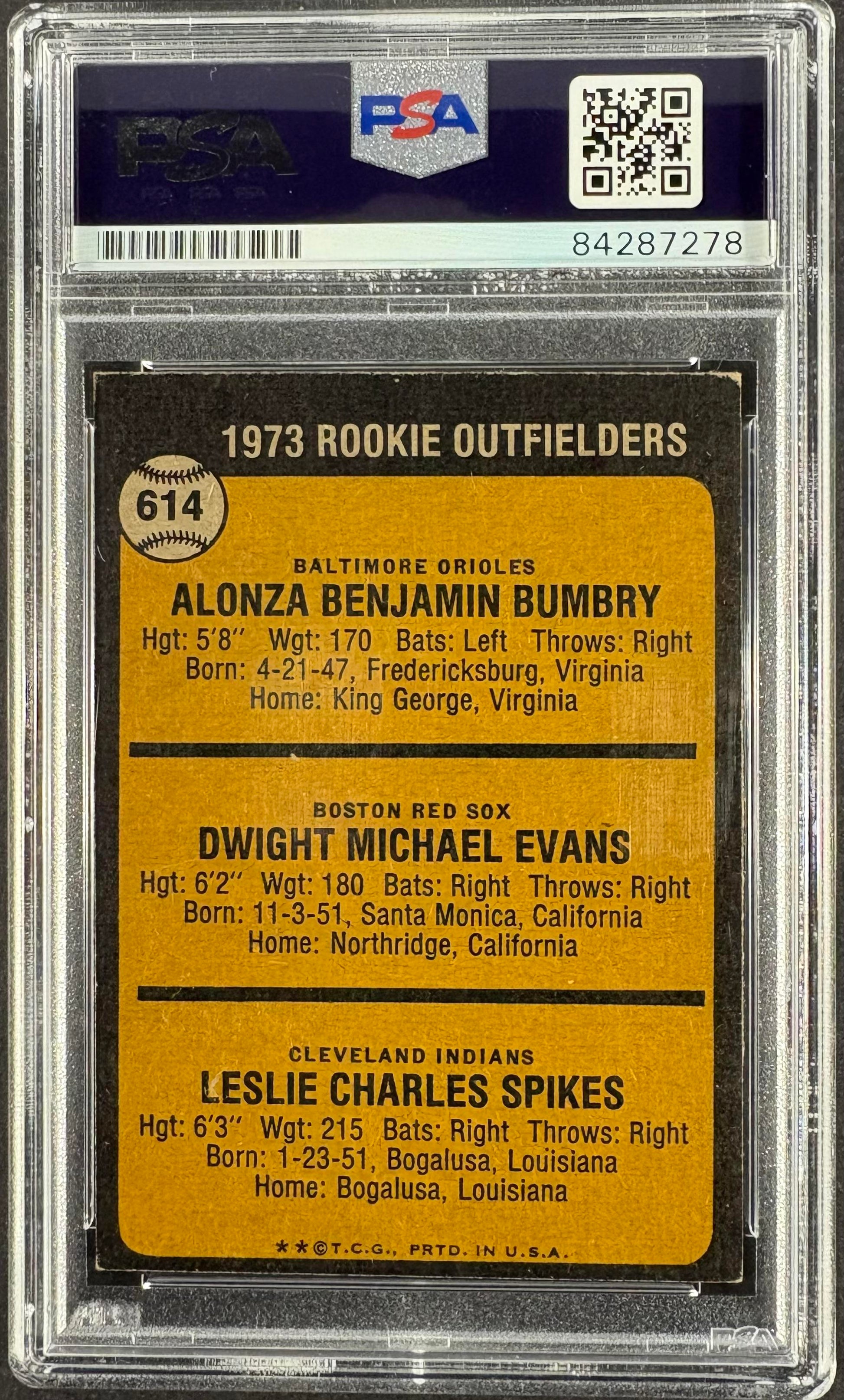 1973 Topps #614 Bumbry Spikes Dwight Evans Rookie PSA Authentic TRIPLE AUTO