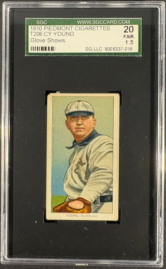 1909-11 T206 Piedmont 350 Cy Young Glove SGC 1.5 Nice Eye Appeal