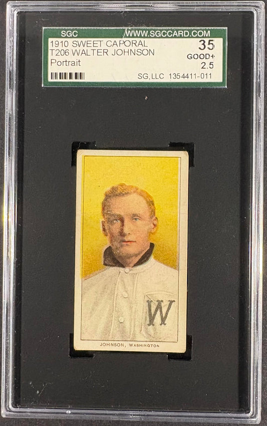 1909-11 T206 Sweet Caporal Walter Johnson Portrait SGC 2.5 GD+ Nice Eye Appeal