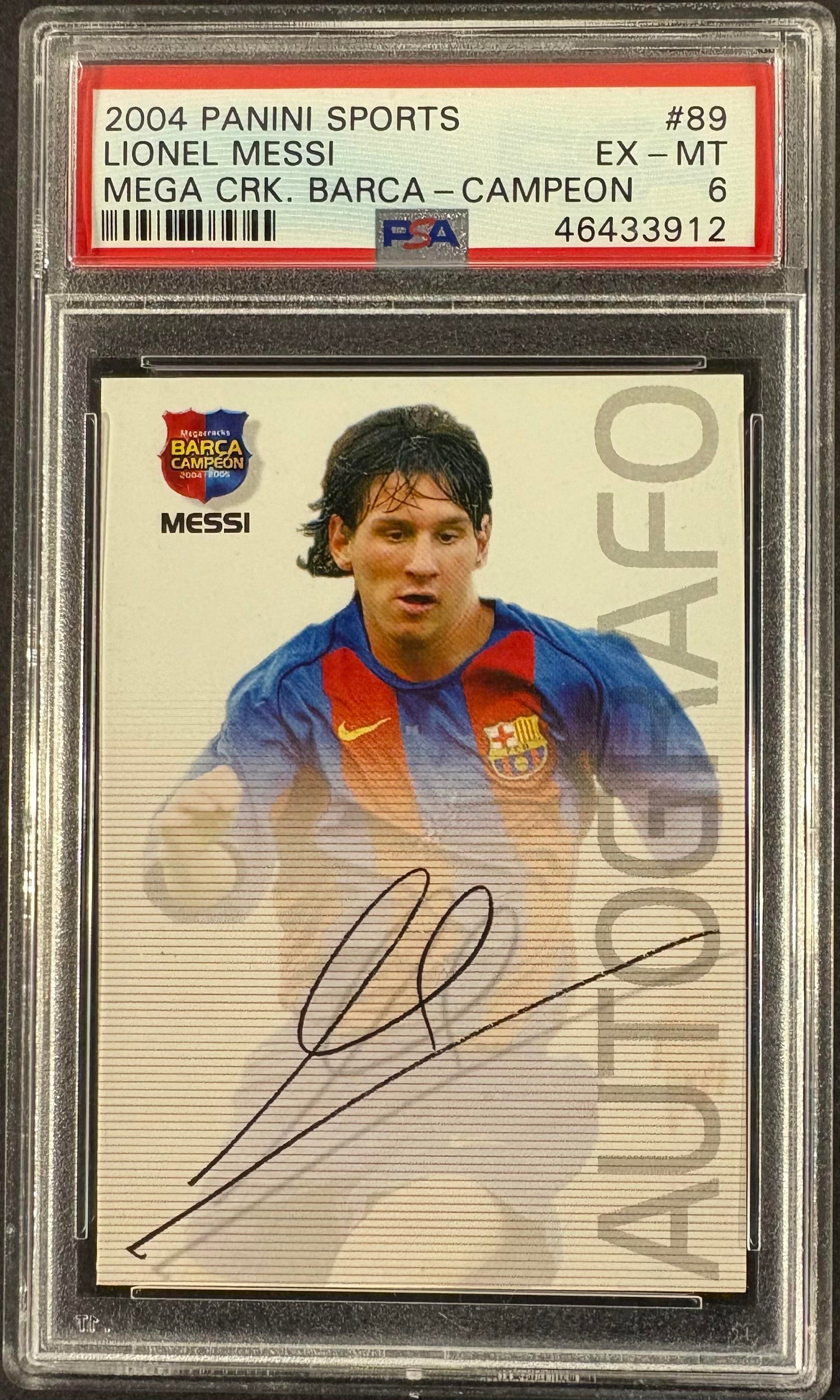 2004-05 Panini Megacracks Barca Campeón #89 Lionel Messi RC Rookie PSA 6 EX-MT