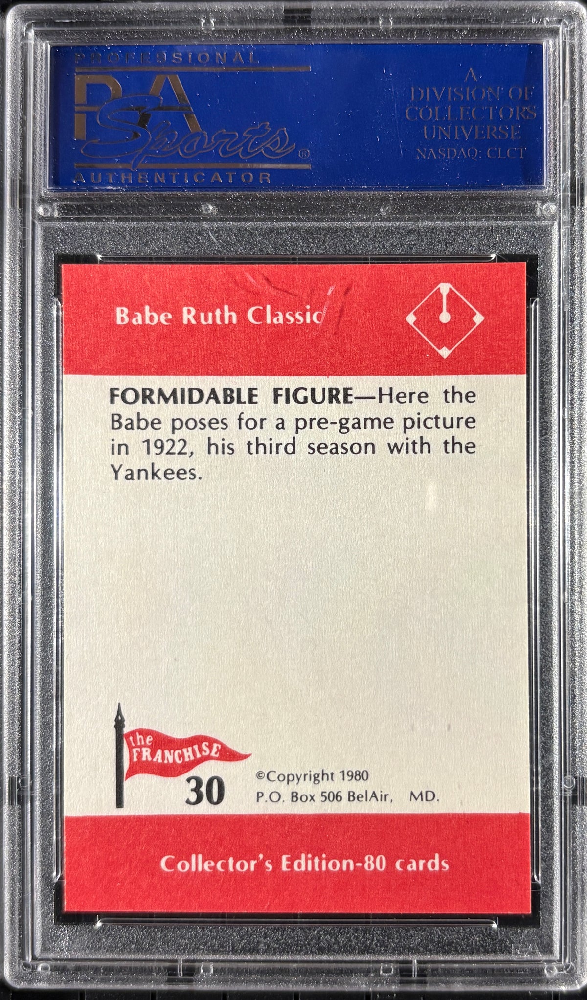 1980 Franchise Babe Ruth #30 Formidable Figure PSA 10 GEM MT