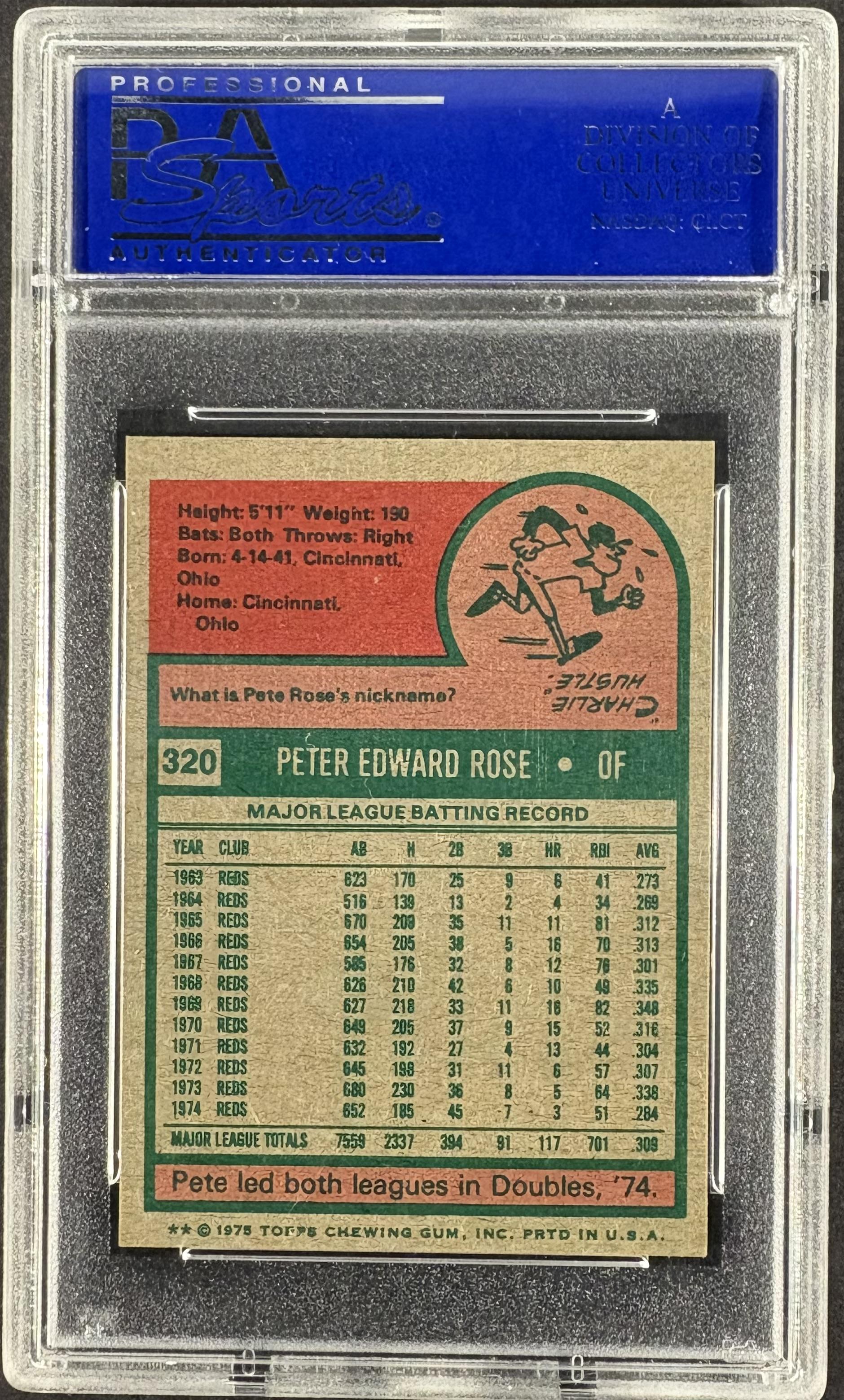 1975 Topps Mini #320 Pete Rose PSA 8 NM-MT