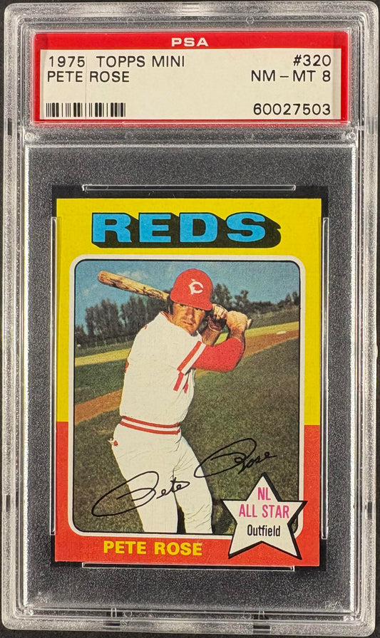 1975 Topps Mini #320 Pete Rose PSA 8 NM-MT