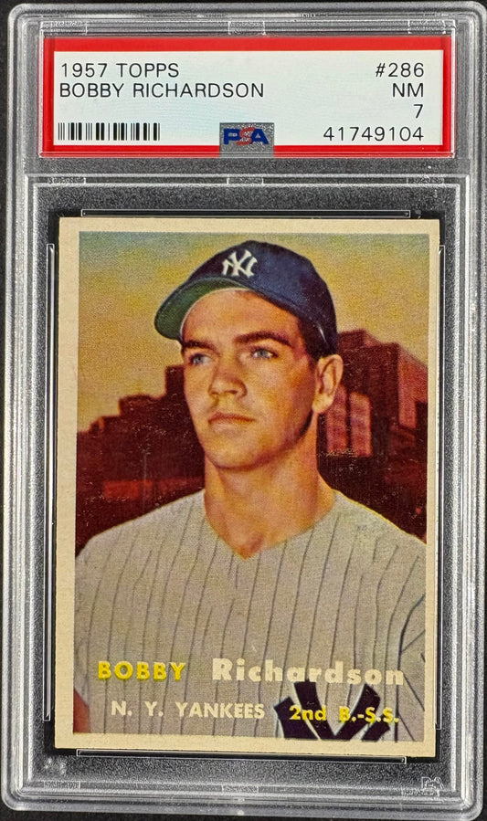 1957 Topps #286 Bobby Richardson RC Rookie PSA 7 NM Near Mint New Label