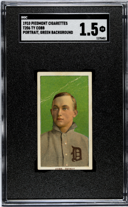 1910 T206 Piedmont 350/25 Ty Cobb Green Portrait SGC 1.5 Sharp + Nice Color