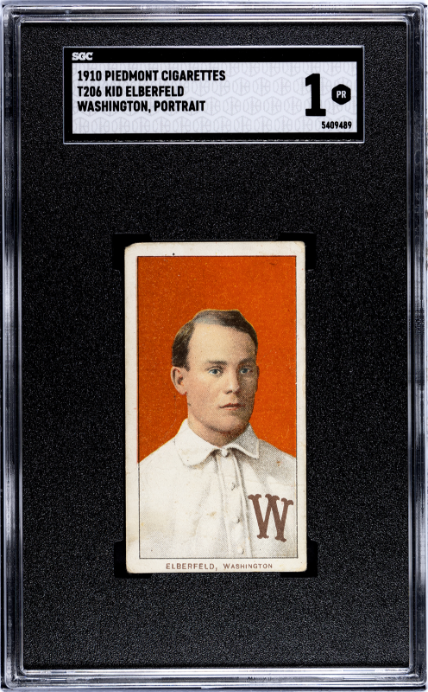 1910 T206 Piedmont 350 Kid Elberfeld Washington Variation Portrait SGC 1
