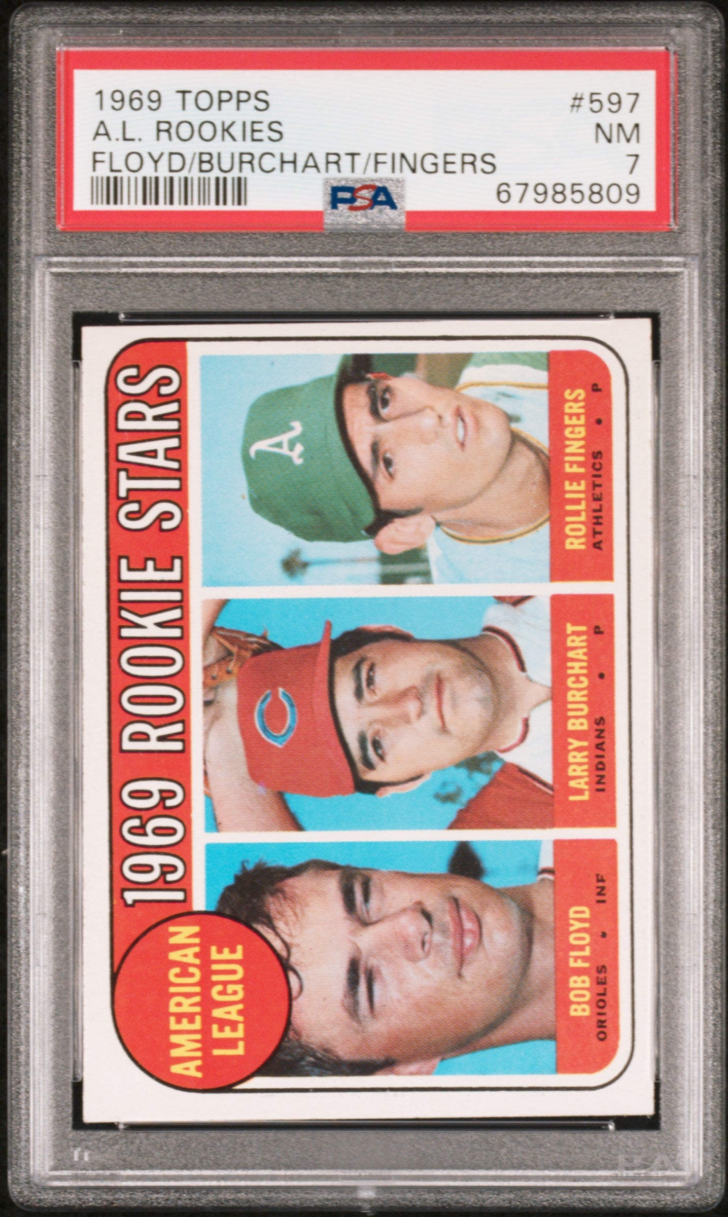 1969 Topps #597 Rollie Fingers RC Rookie PSA 7 NM Near Mint New Label