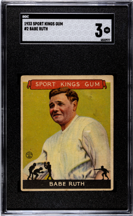 1933 Goudey Sport Kings Gum #2 Babe Ruth SGC 3 VG CREASE FREE Nice Color