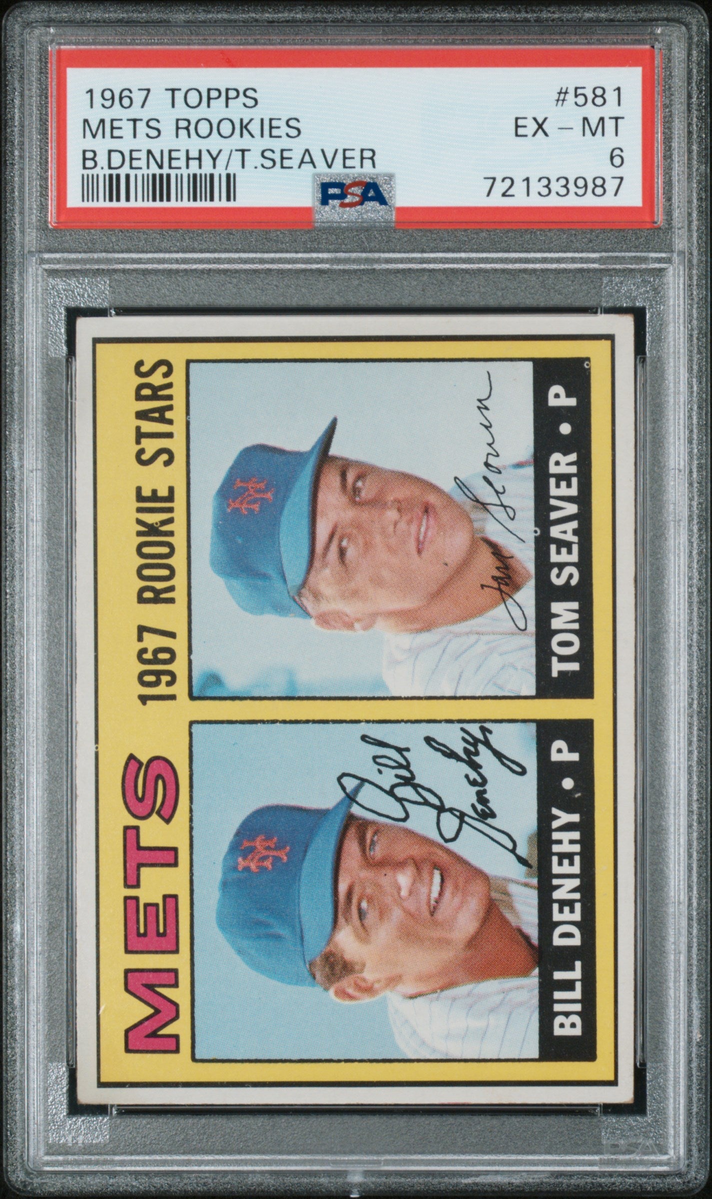 1967 Topps #581 Tom Seaver RC Rookie PSA 6 EX-MT Well Centered New Label