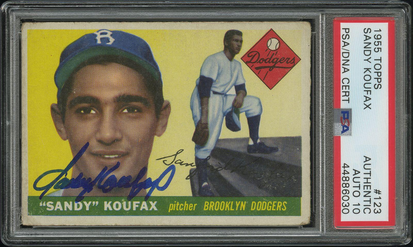 1955 Topps #123 Sandy Koufax RC Rookie PSA 10 AUTO Autograph