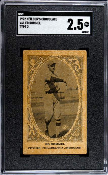 1922 Neilson's Chocolate (V61) Ed Rommel Type 2 SGC 2.5 GD+