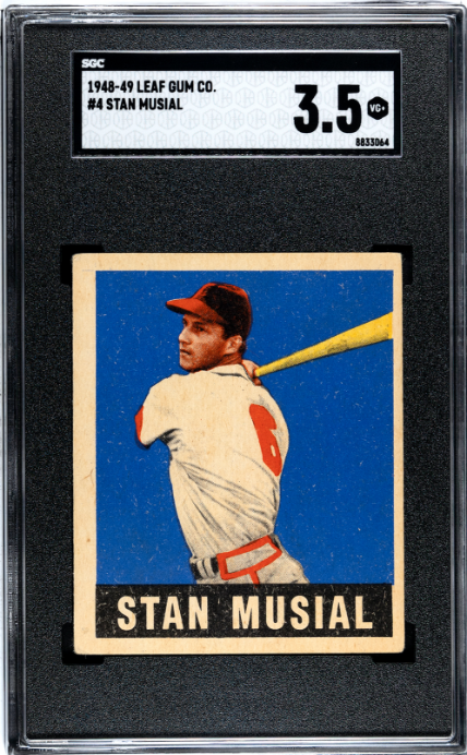 1948-49 Leaf Gum Co. #4 Stan Musial RC Rookie SGC 3.5 VG+ STUNNING Color