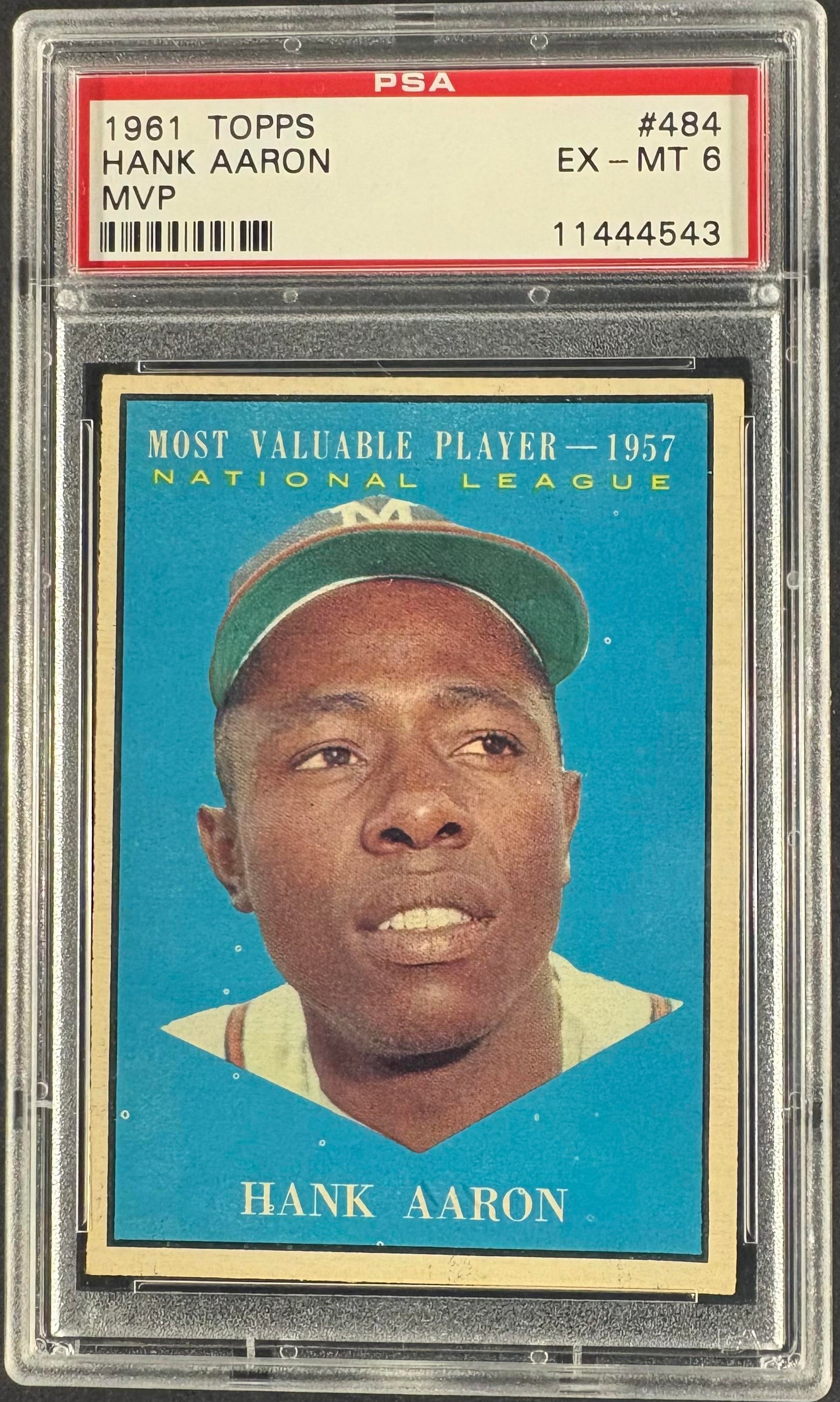 1961 Topps #484 Hank Aaron MVP PSA 6 EX-MT