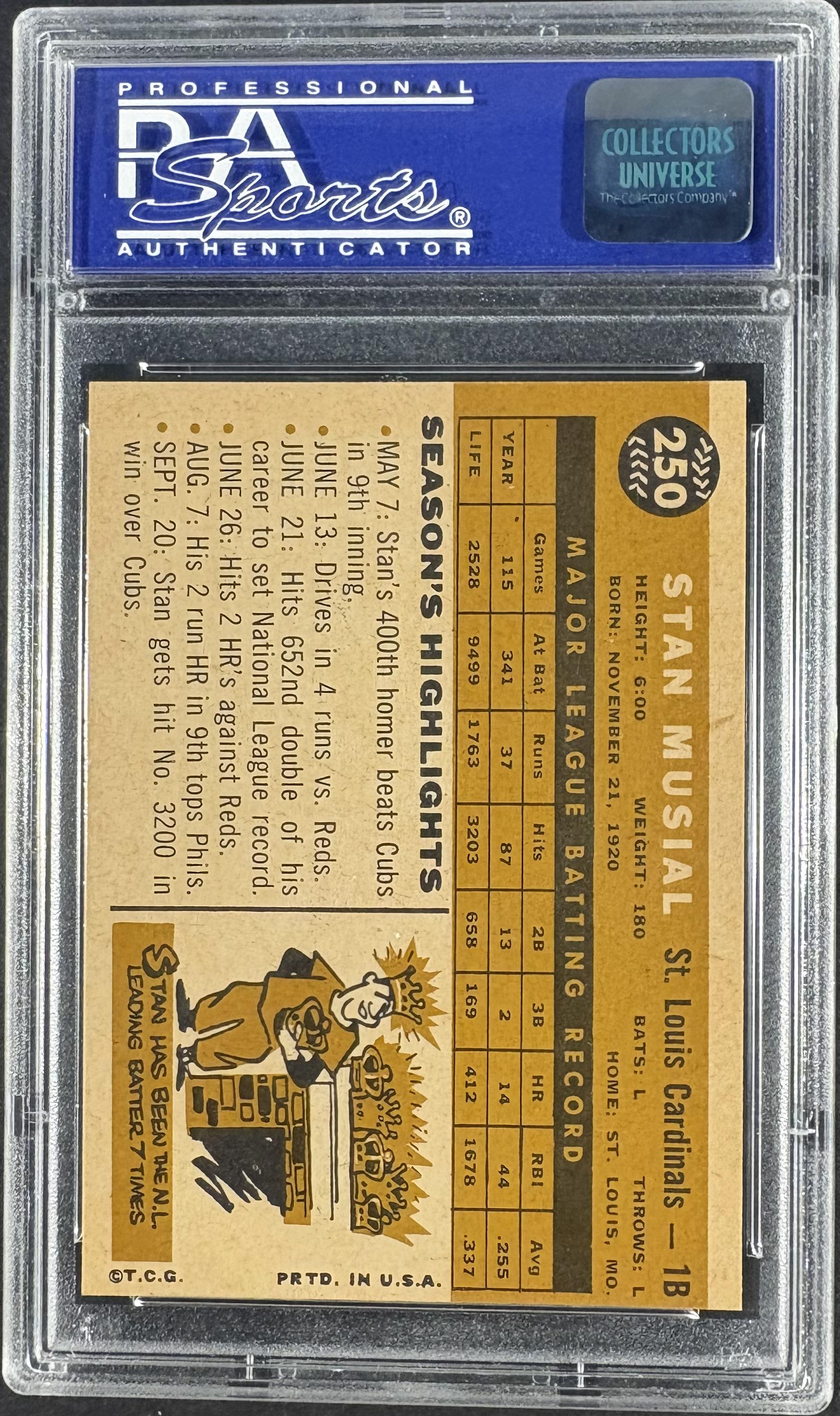 1960 Topps #250 Stan Musial PSA 7 NM Near Mint