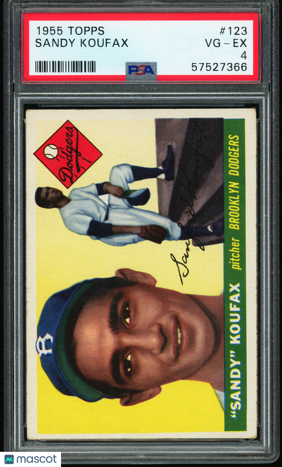 1955 Topps #123 Sandy Koufax RC Rookie PSA 4 VG-EX Nice Eye Appeal New Label