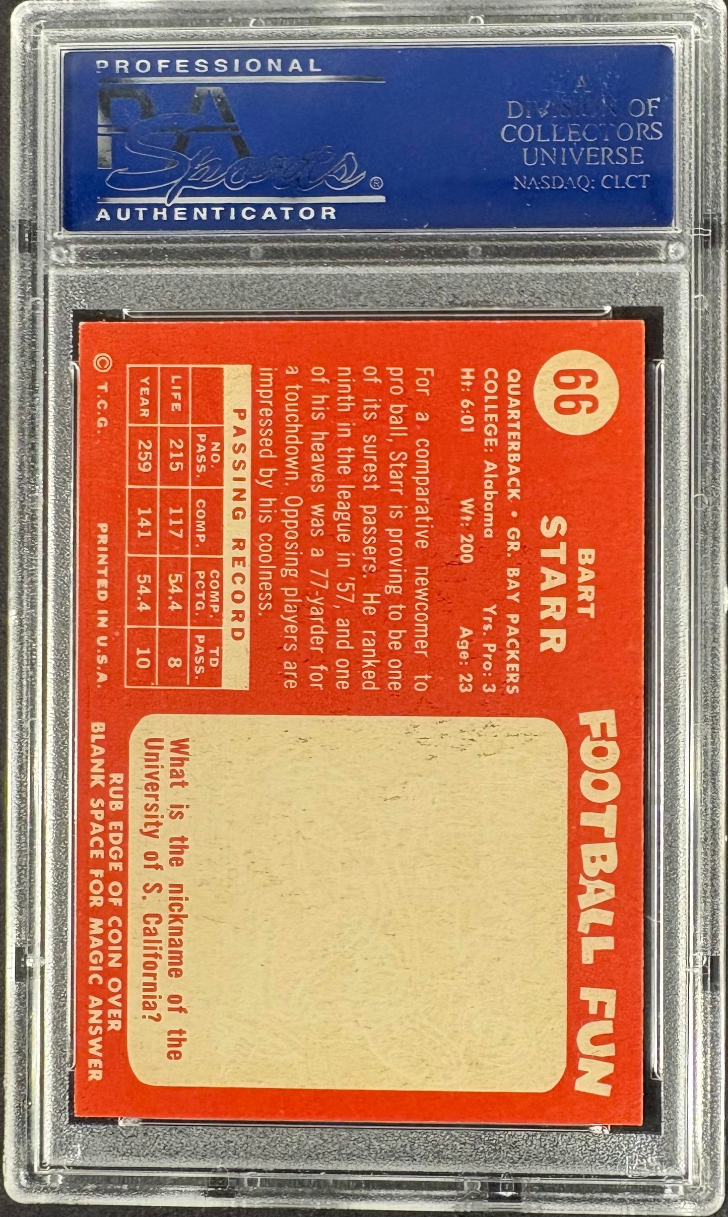 1958 Topps #66 Bart Starr PSA 8 NM-MT