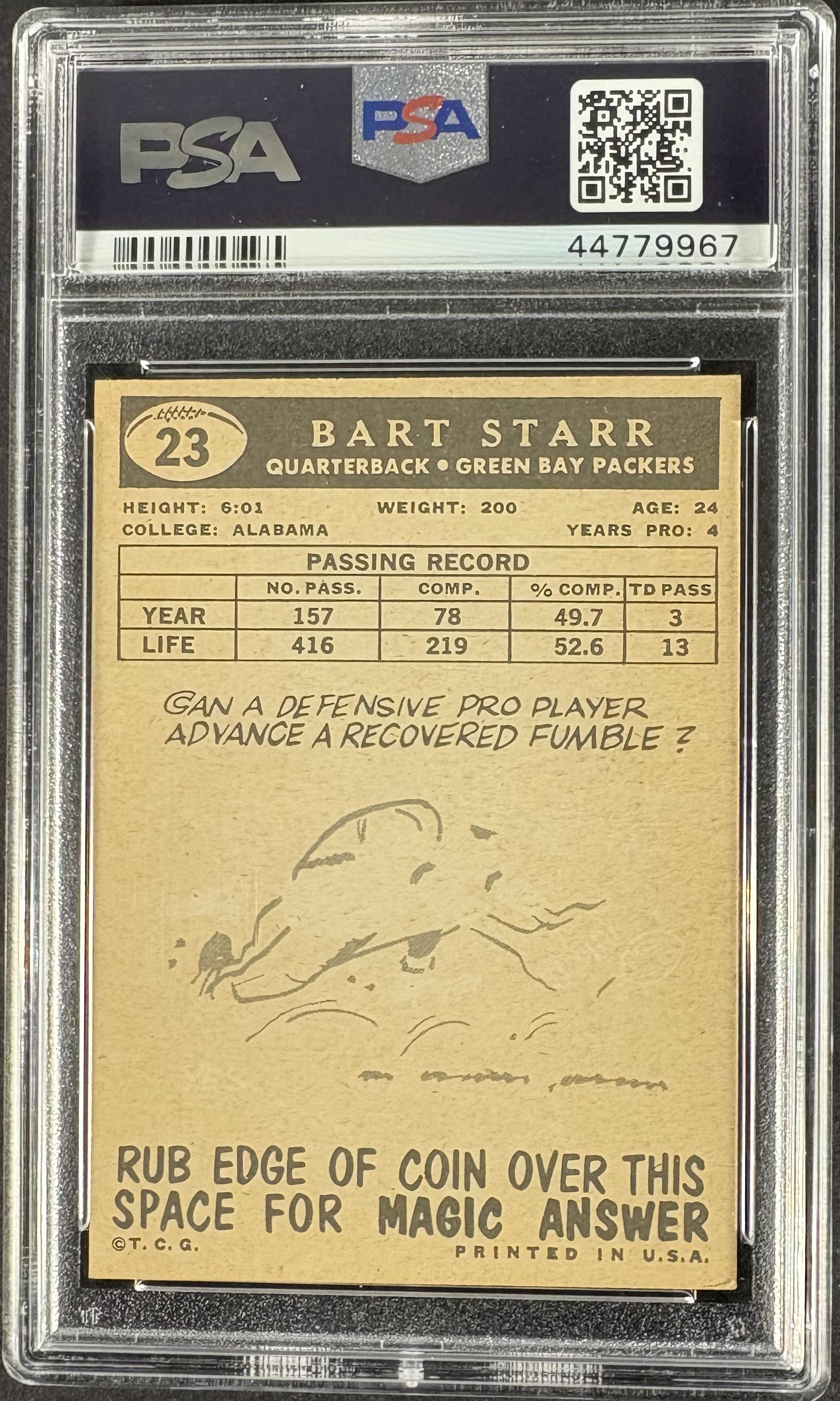 1959 Topps #23 Bart Starr PSA 8 NM-MT New Label
