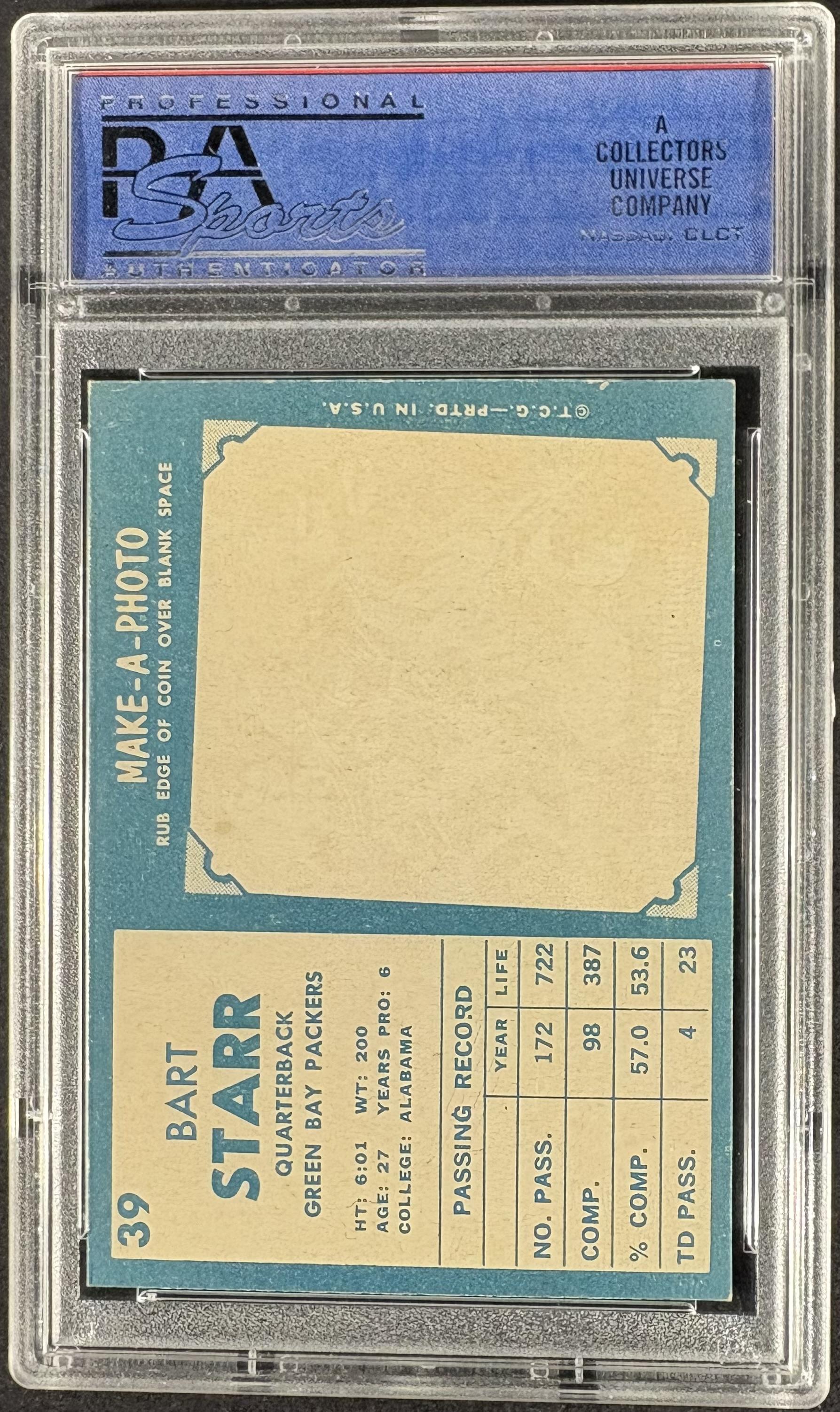 1961 Topps #39 Bart Starr PSA 8 NM-MT CENTERED