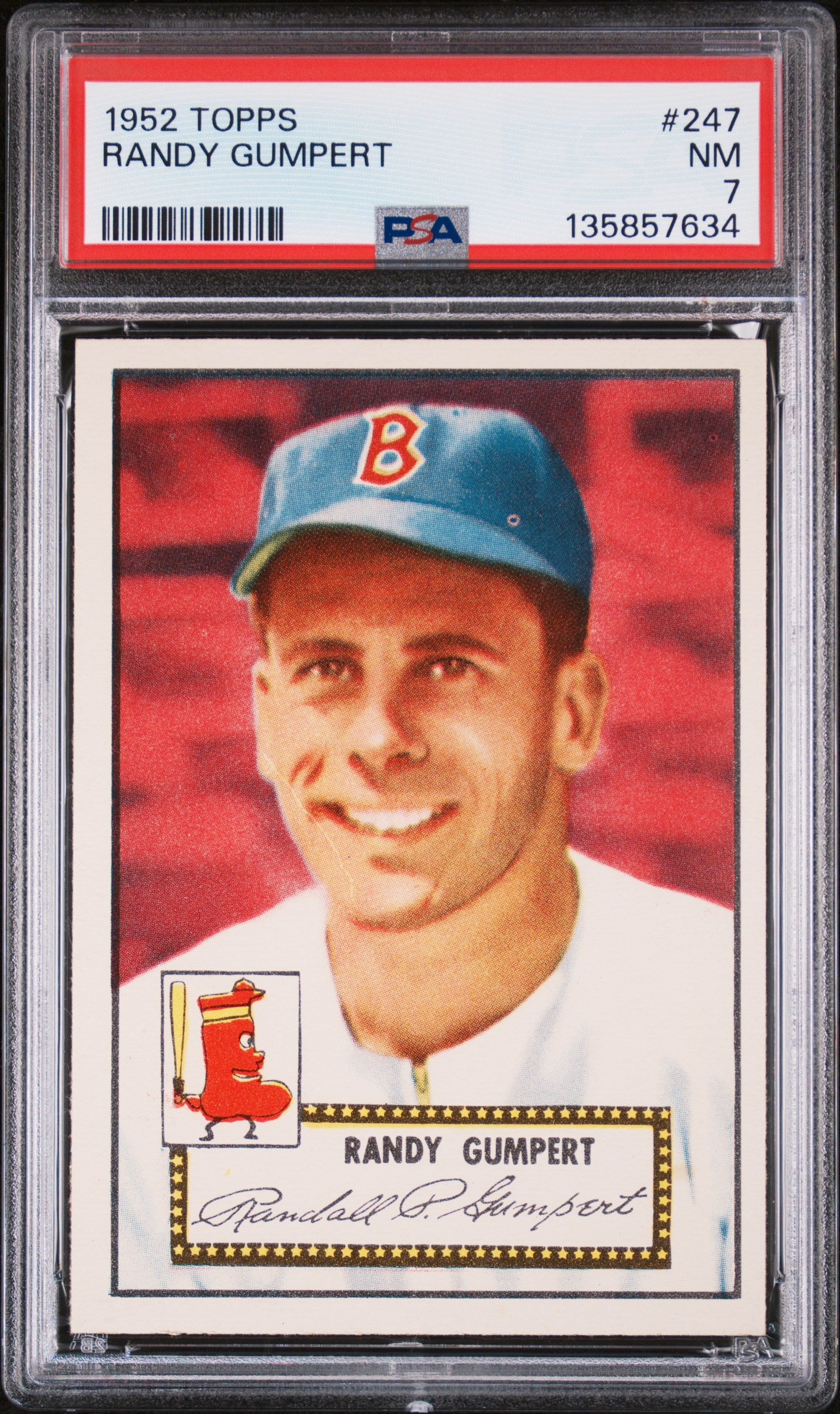 1952 Topps #247 Randy Gumpert PSA 7 NM Near Mint New Label