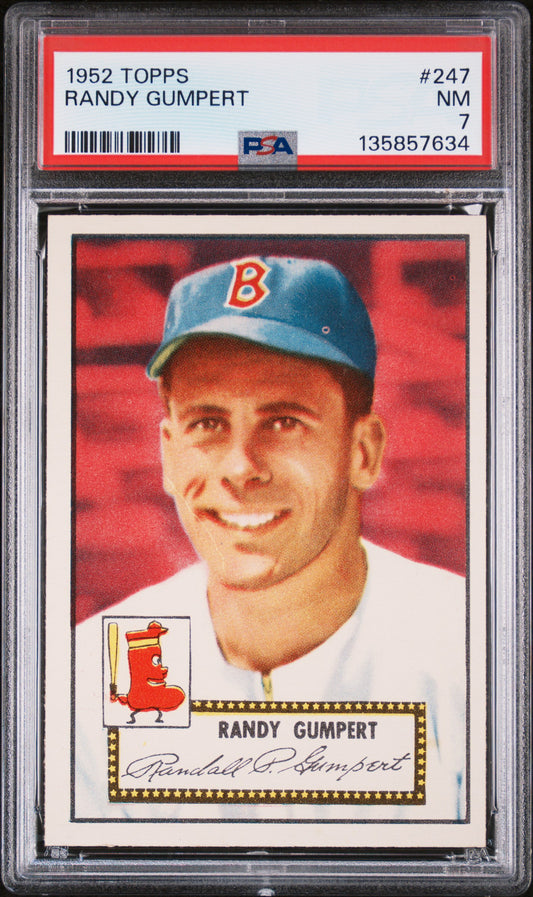 1952 Topps #247 Randy Gumpert PSA 7 NM Near Mint New Label