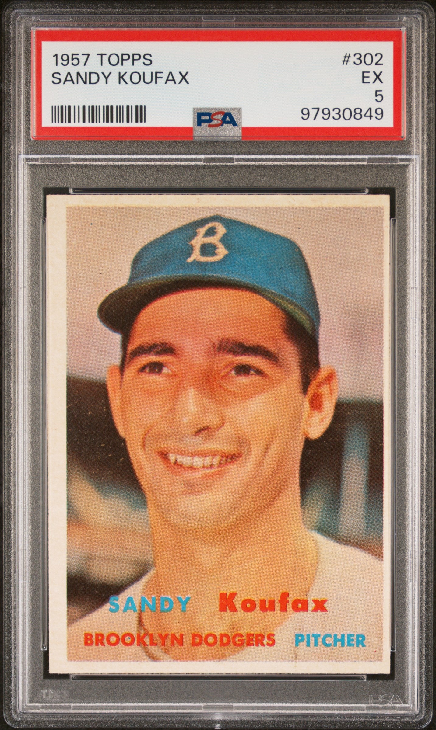 1957 Topps #302 Sandy Koufax PSA 5 EX SHARP New Label