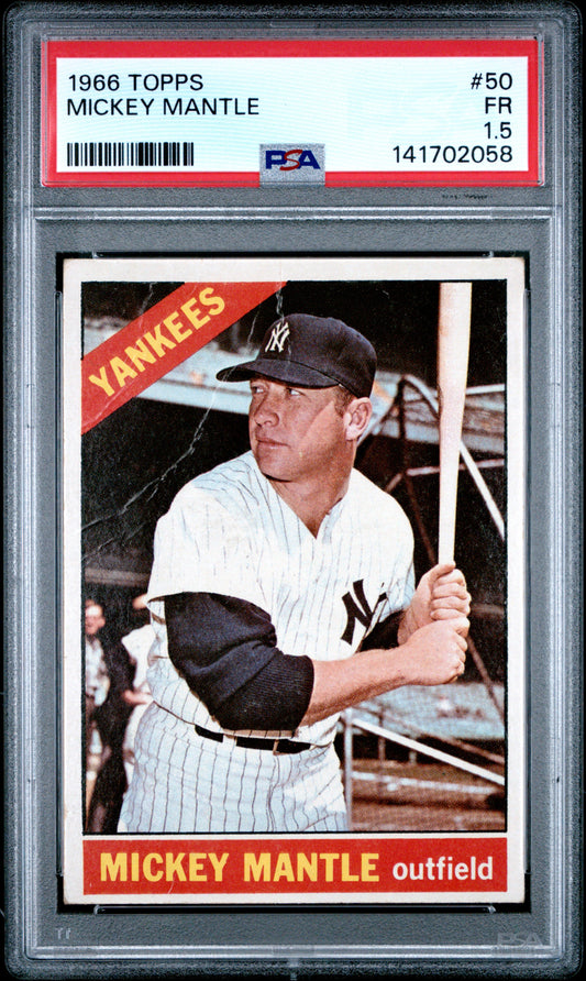 1966 Topps #50 Mickey Mantle PSA 1.5 Well Centered New Label