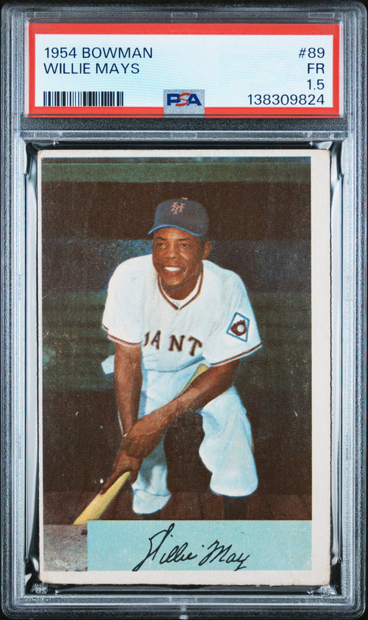 1954 Bowman #89 Willie Mays PSA 1.5 Nice Color New Label
