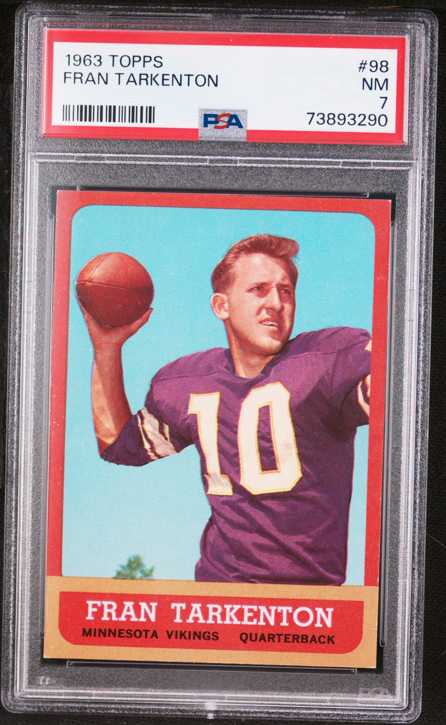 1963 Topps #98 Fran Tarkenton PSA 7 NM Near Mint CENTERED New Label