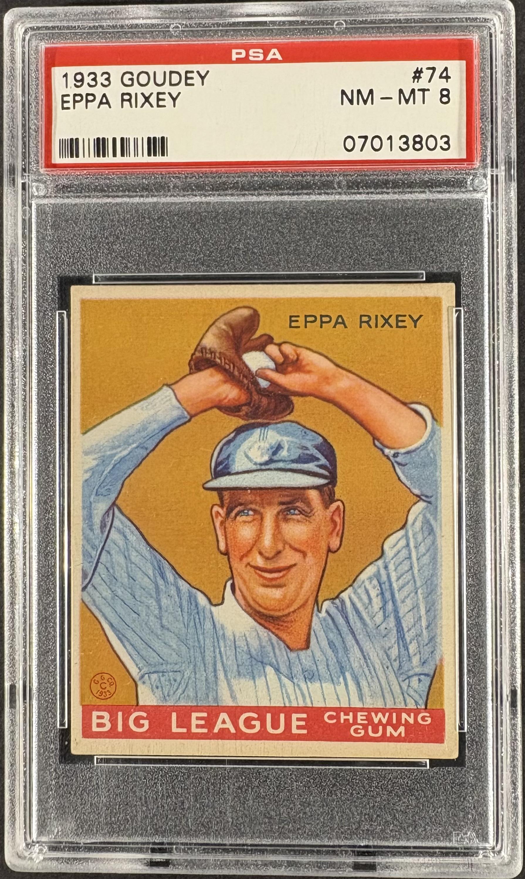 1933 Goudey (R319) #74 Eppa Rixey PSA 8 NM-MT High Grade NONE HIGHER