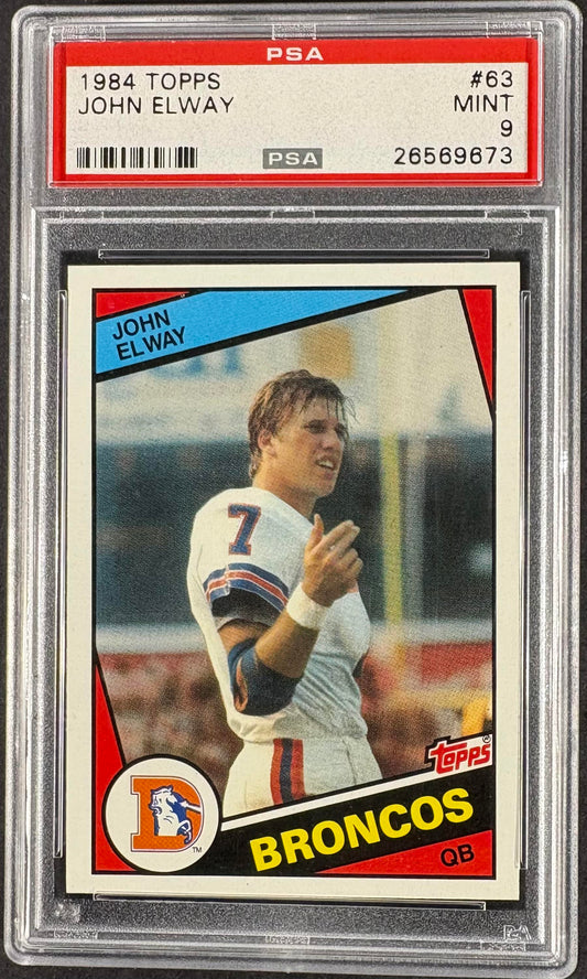 1984 Topps #63 John Elway RC Rookie PSA 9 MINT Well Centered