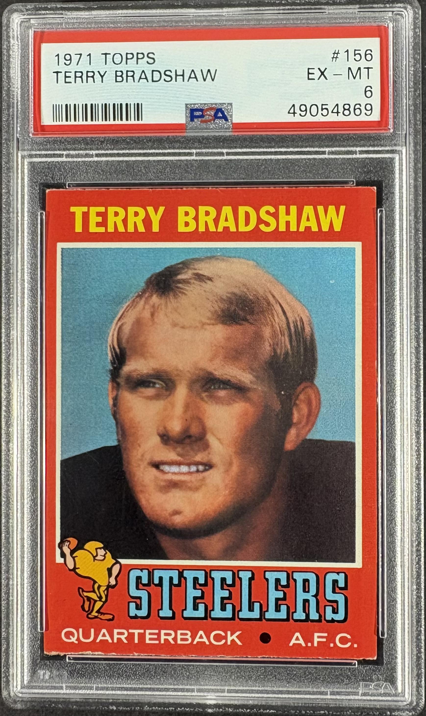 1971 Topps #156 Terry Bradshaw RC Rookie PSA 6 EX-MT New Label