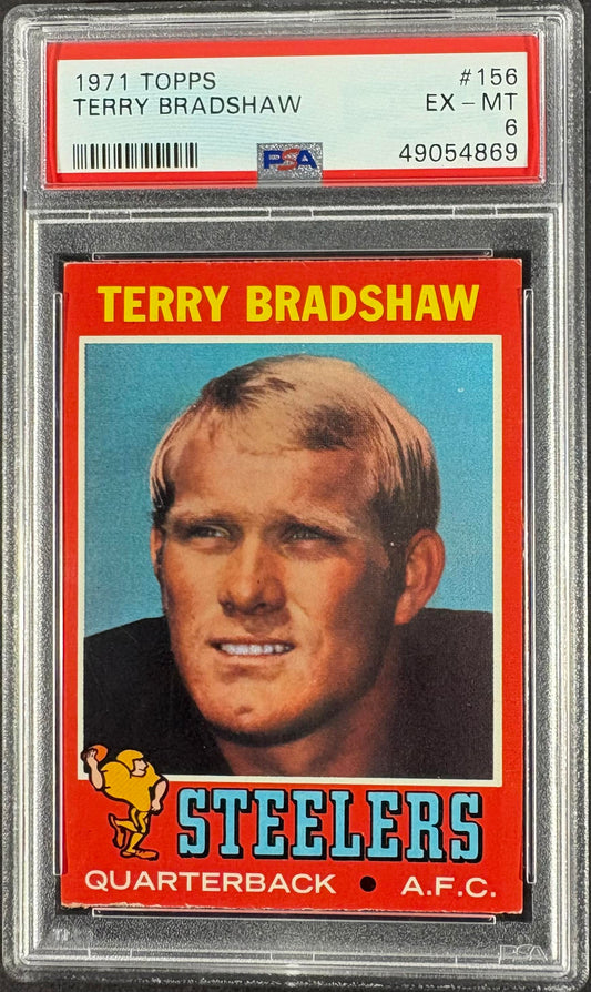 1971 Topps #156 Terry Bradshaw RC Rookie PSA 6 EX-MT New Label