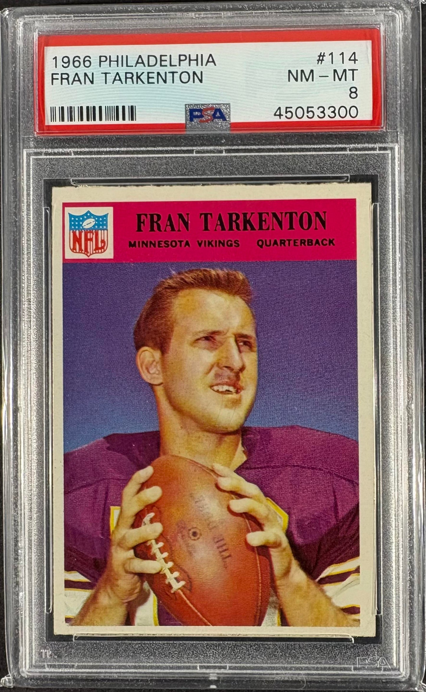 1966 Philadelphia #114 Fran Tarkenton PSA 8 NM-MT High Grade New Label
