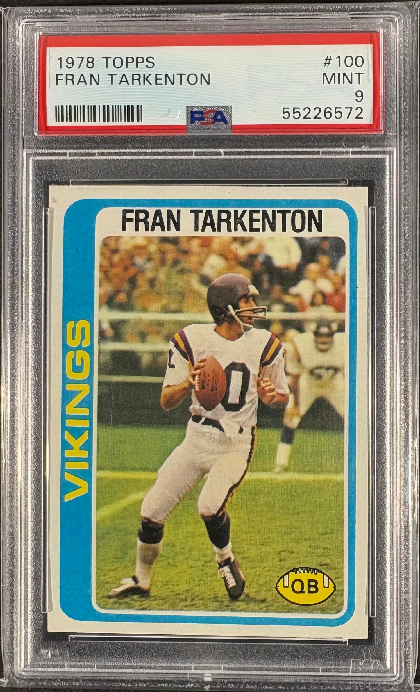 1978 Topps #100 Fran Tarkenton PSA 9 MINT High Grade New Label