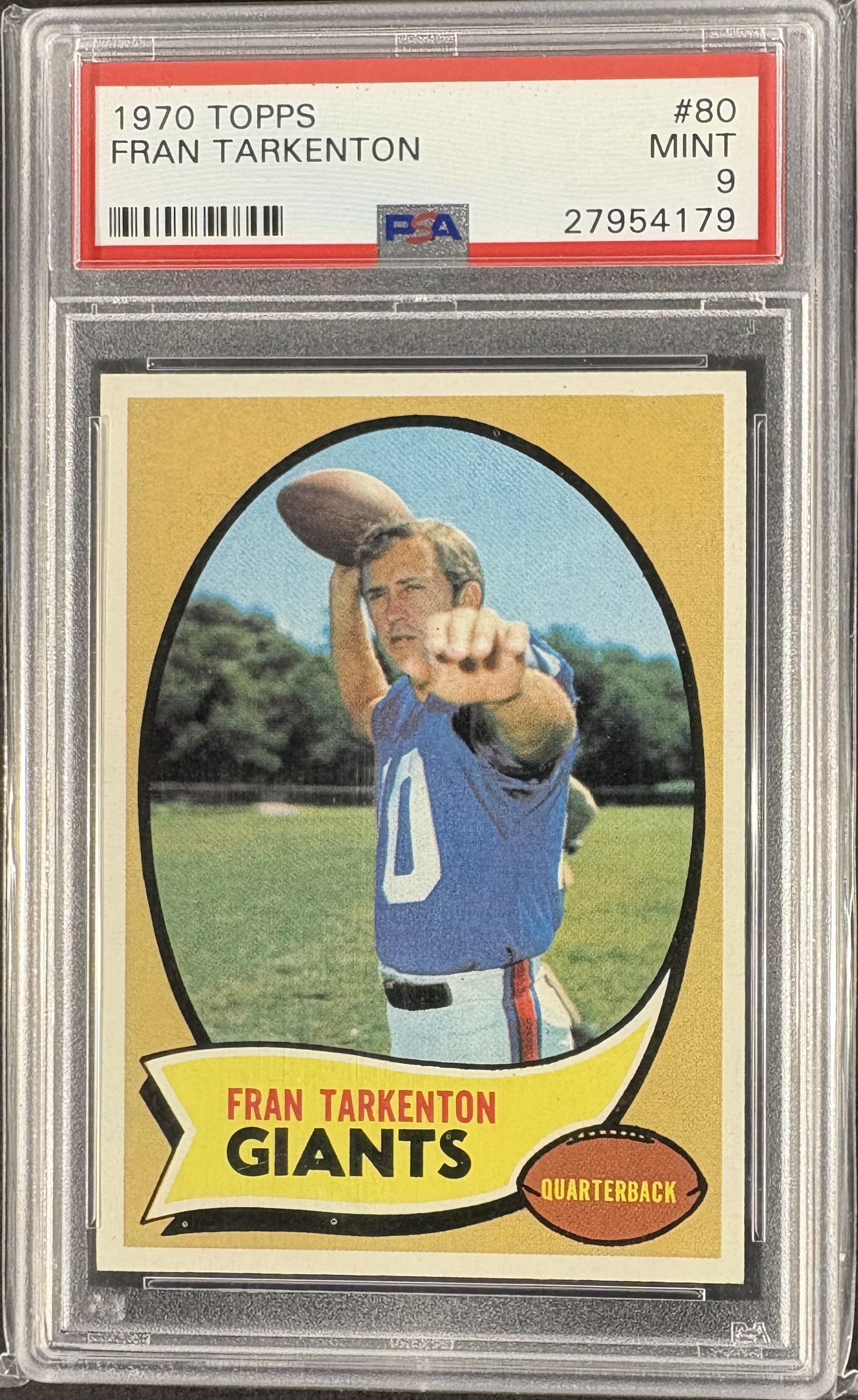 1970 Topps #80 Fran Tarkenton PSA 9 MINT High Grade New Label