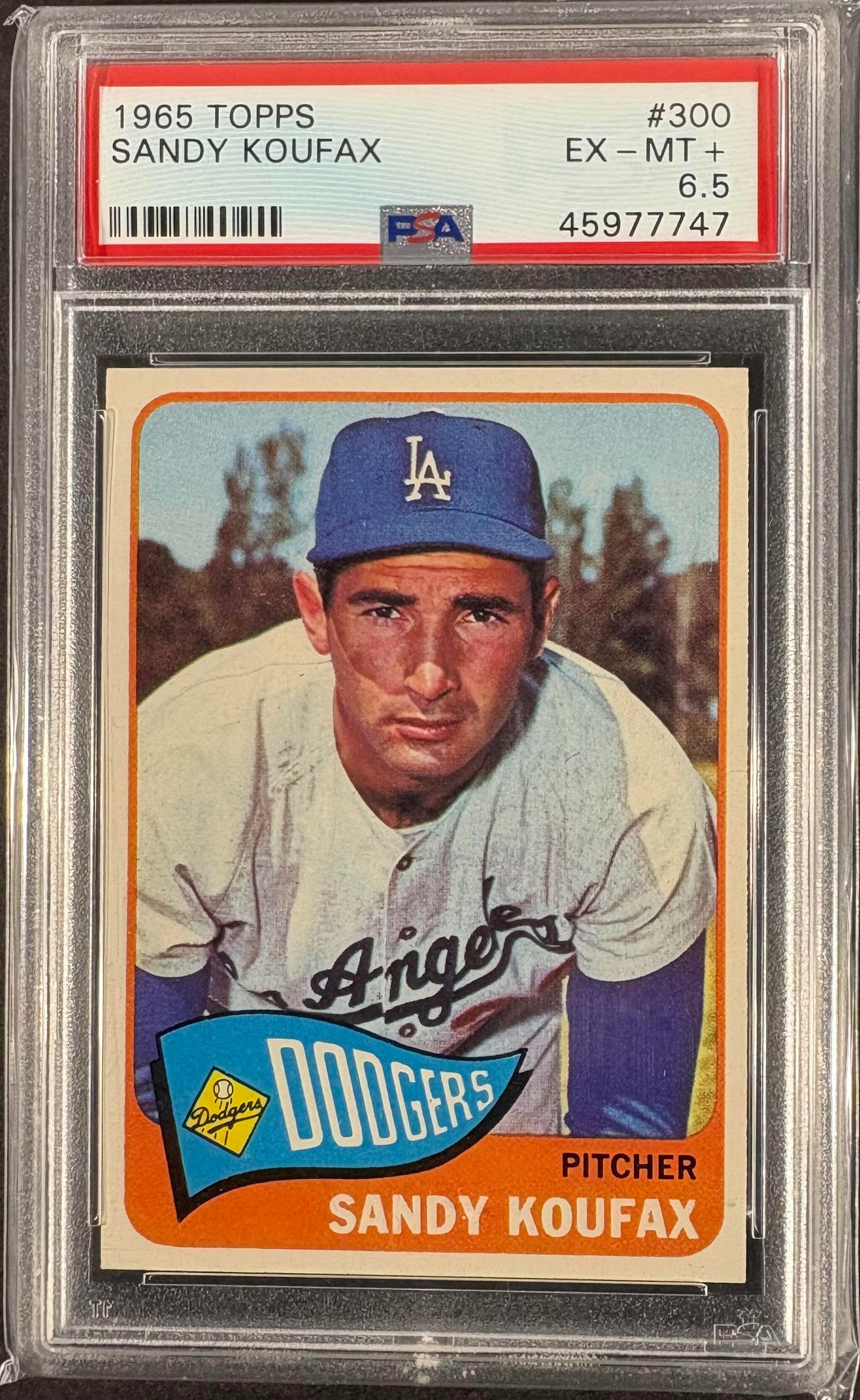 1965 Topps #300 Sandy Koufax PSA 6.5 EX-MT+ Well Centered New Label