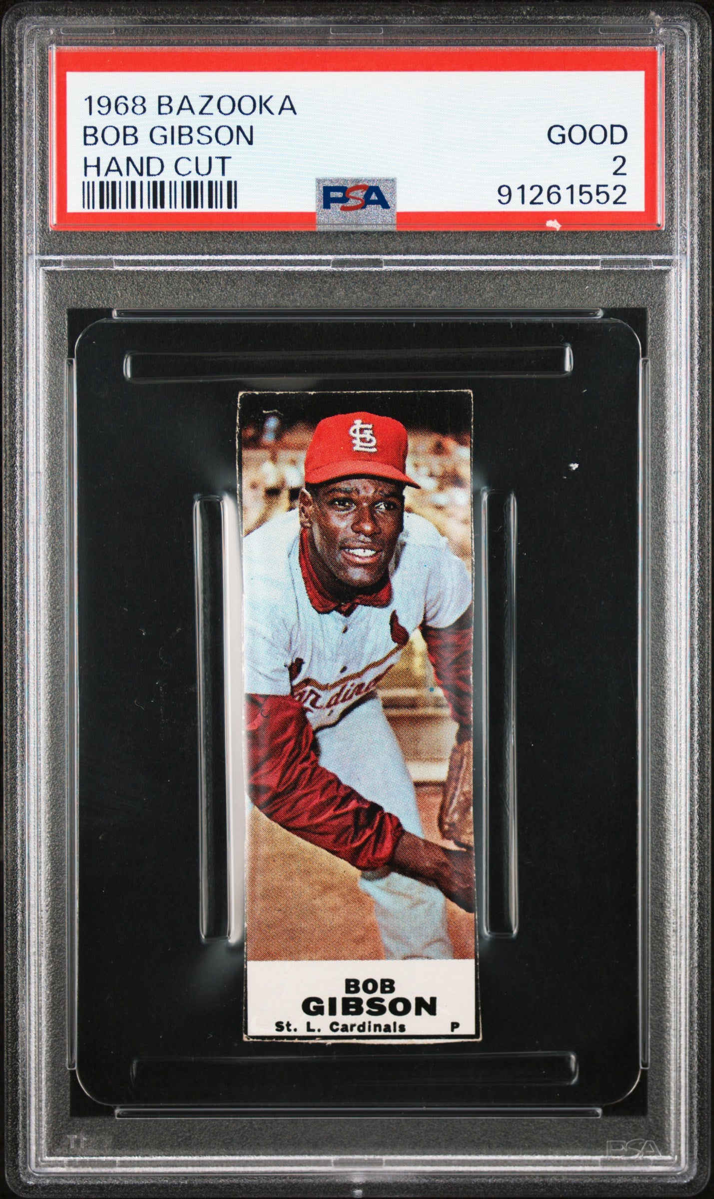 1968 Bazooka Bob Gibson Hand Cut PSA 2