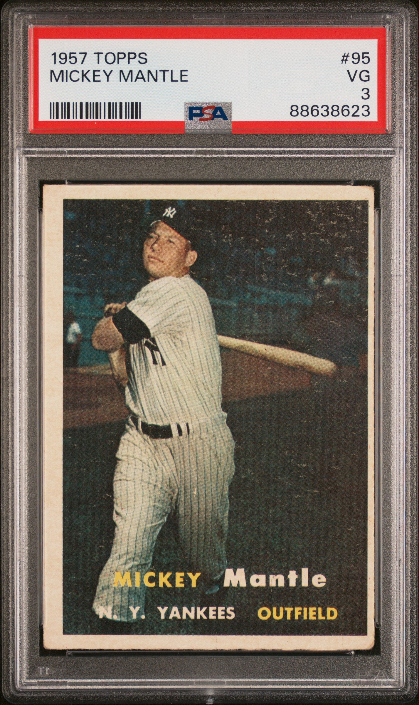 1957 Topps #95 Mickey Mantle PSA 3 VG New Label