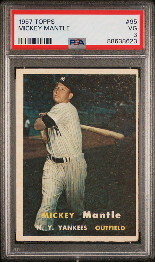 1957 Topps #95 Mickey Mantle PSA 3 VG New Label