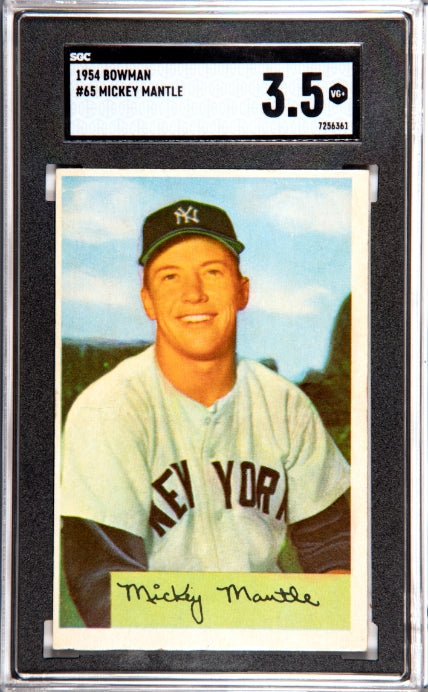 1954 Bowman #65 Mickey Mantle SGC 3.5 VG+ Sharp + Nice Color