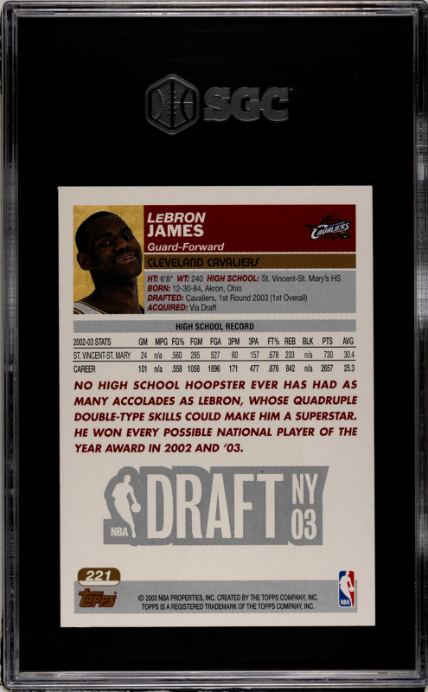 2003-04 Topps #221 LeBron James RC Rookie SGC 8.5 NM-MT+