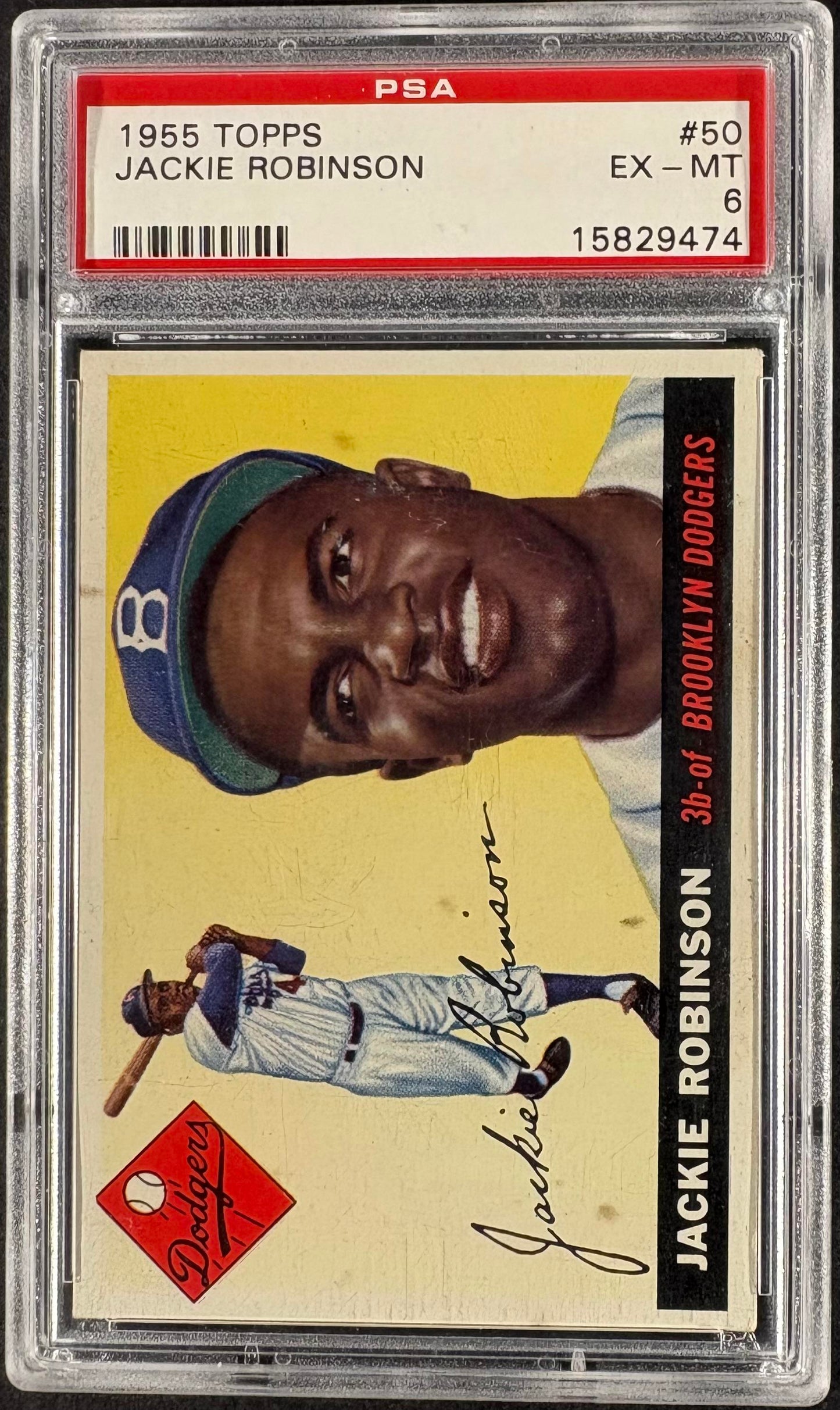 1955 Topps #50 Jackie Robinson PSA 6 Well Centered