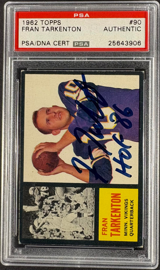 1962 Topps #90 Fran Tarkenton RC Rookie PSA Authentic AUTO Autograph