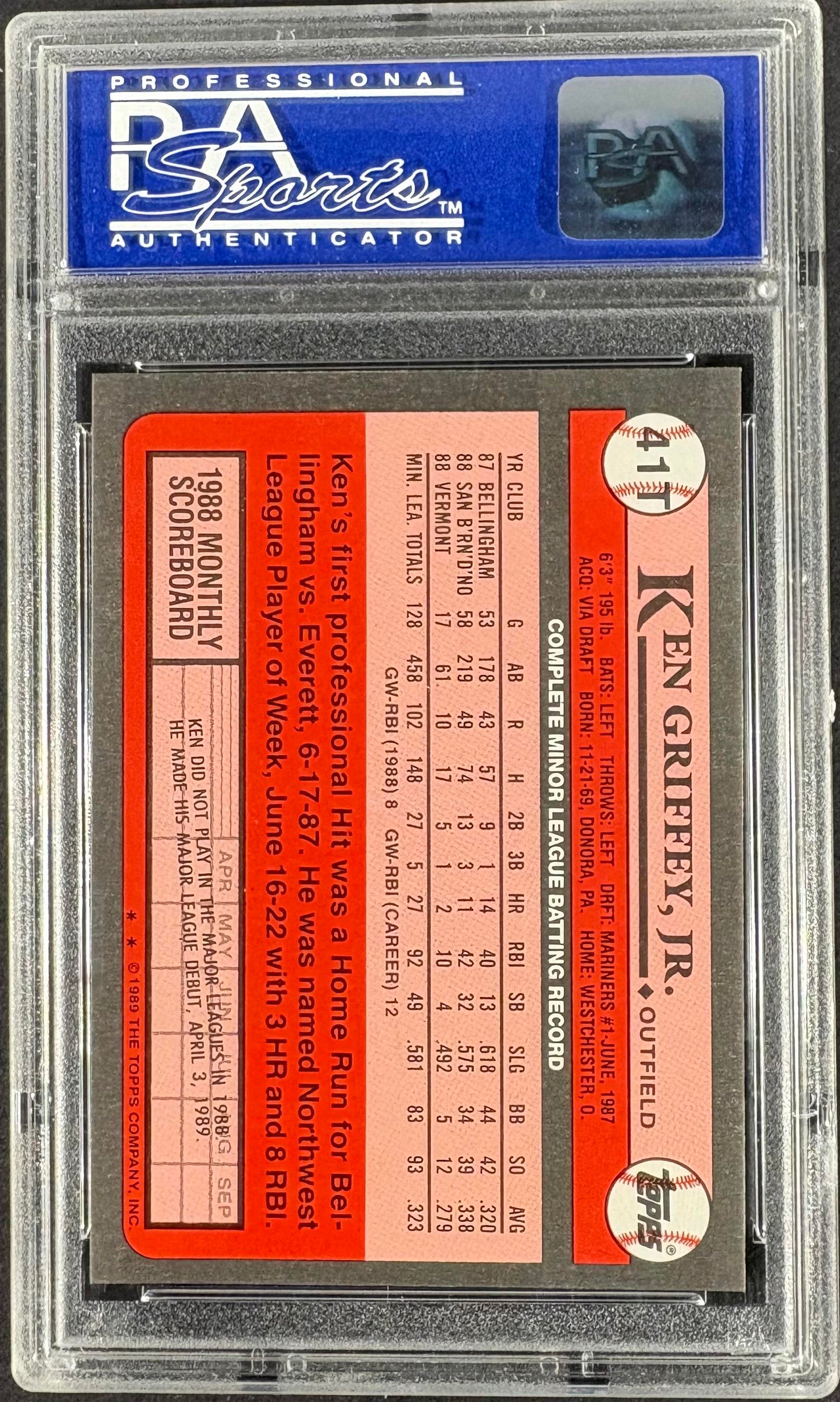 1989 Topps Traded TIFFANY #41T Ken Griffey Jr RC Rookie PSA 10 GEM MINT