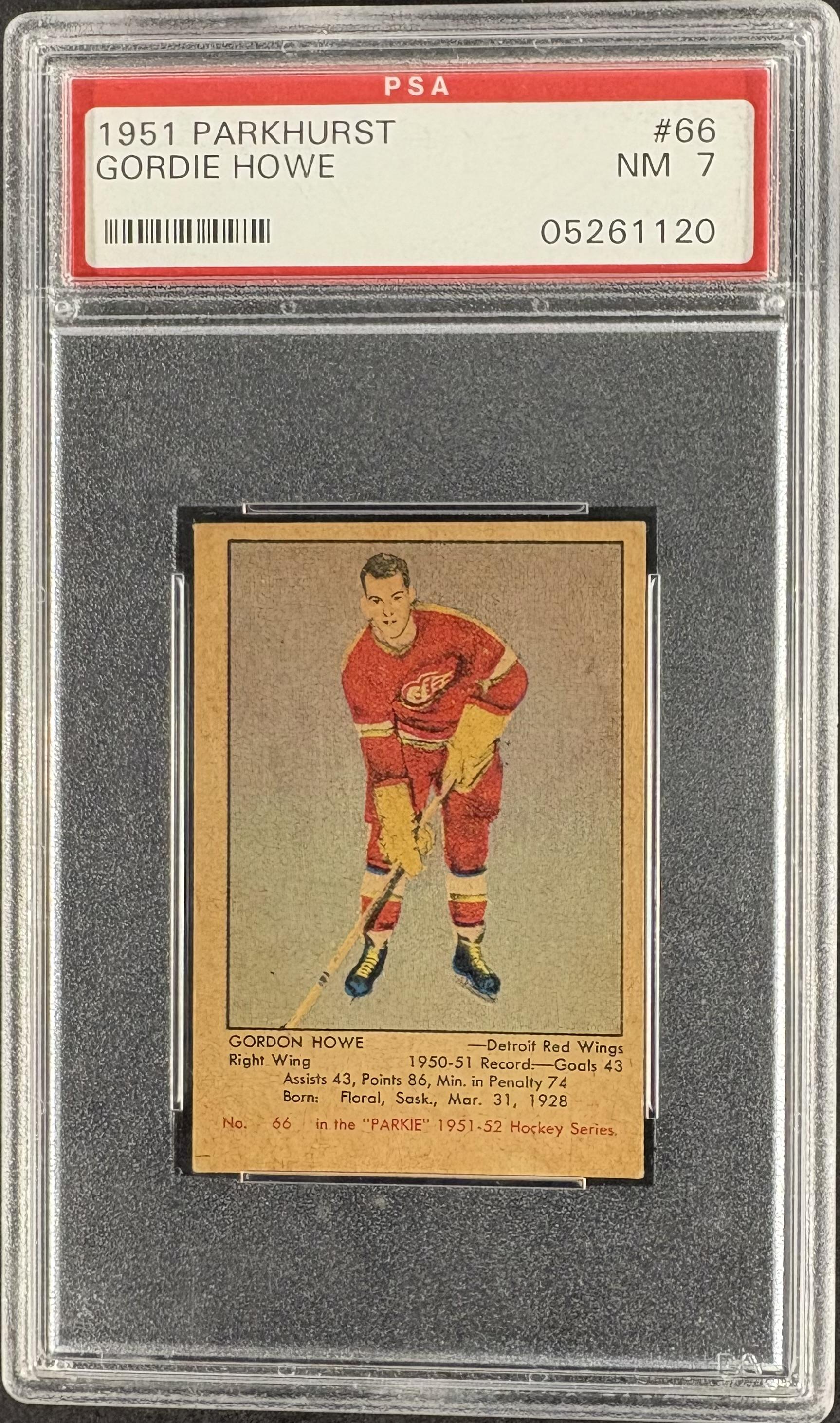 1951-52 Parkhurst #66 Gordon Gordie Howe RC Rookie PSA 7 NM Near Mint High Grade