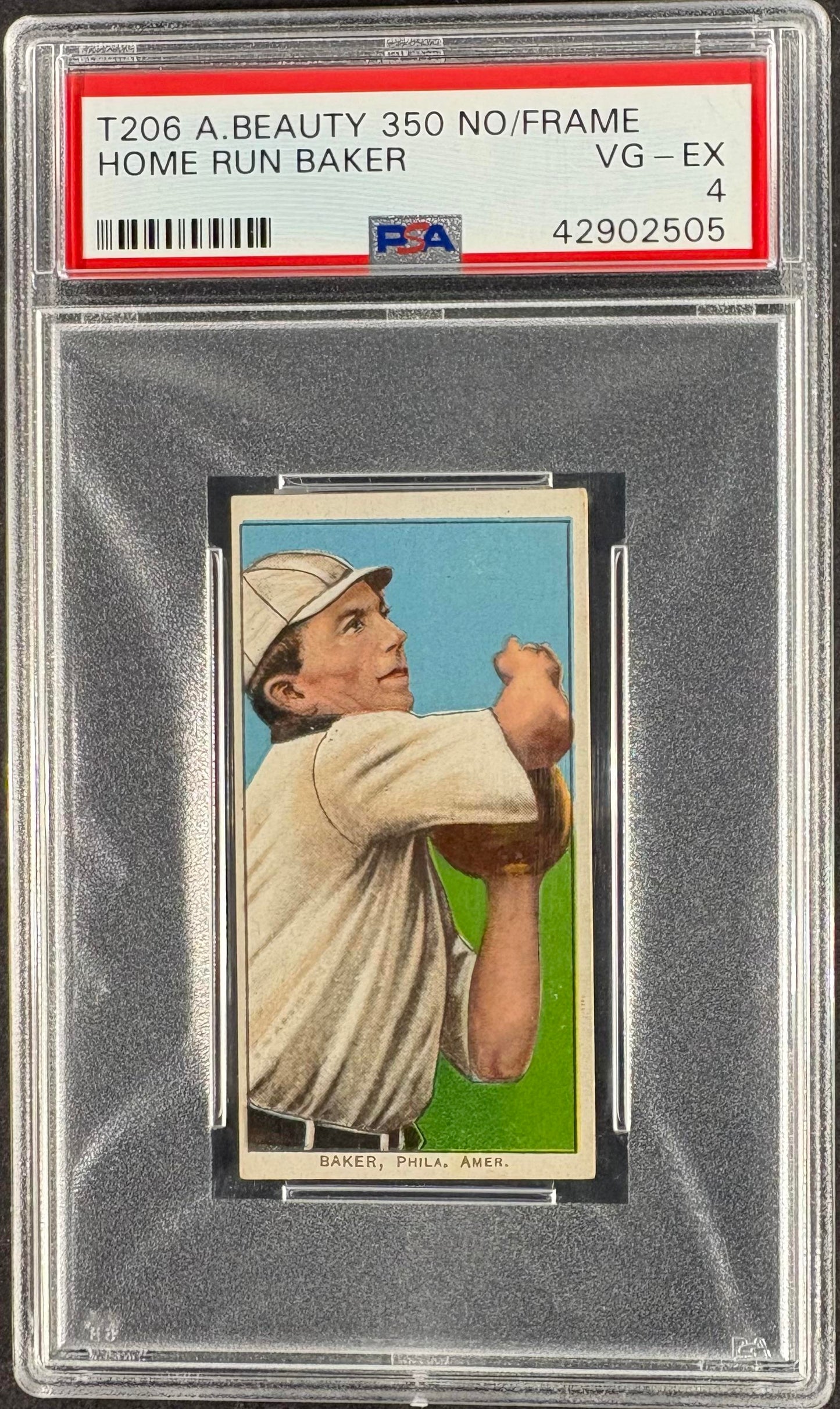 1909-11 T206 AMERICAN BEAUTY 350 Frank Home Run Baker PSA 4 VG-EX
