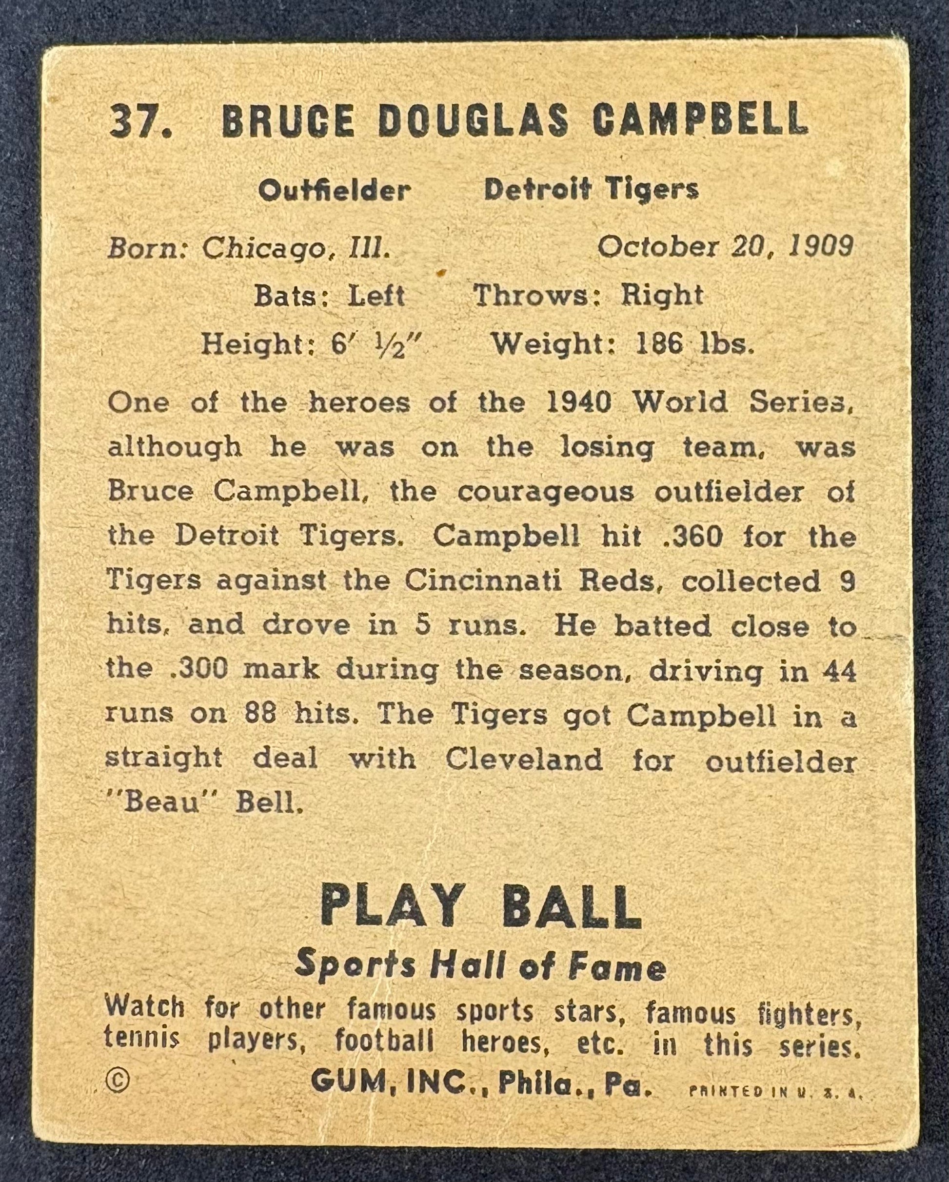 1941 Play Ball #37 Soupy Campbell Lower Grade (wrinkle)