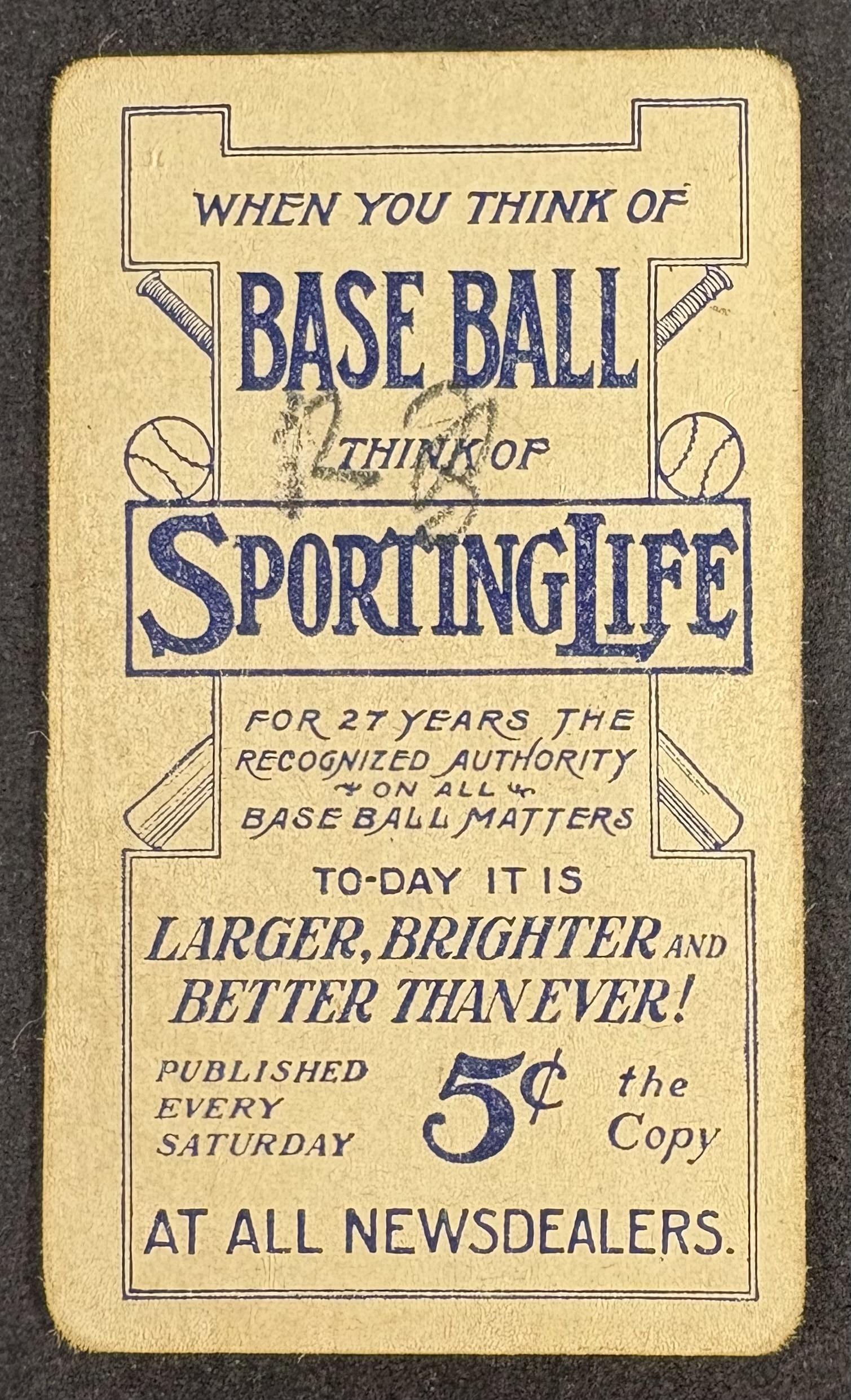 1910-11 Sporting Life M116 Hughie Jennings Blue Pastel Lower Grade (marked)