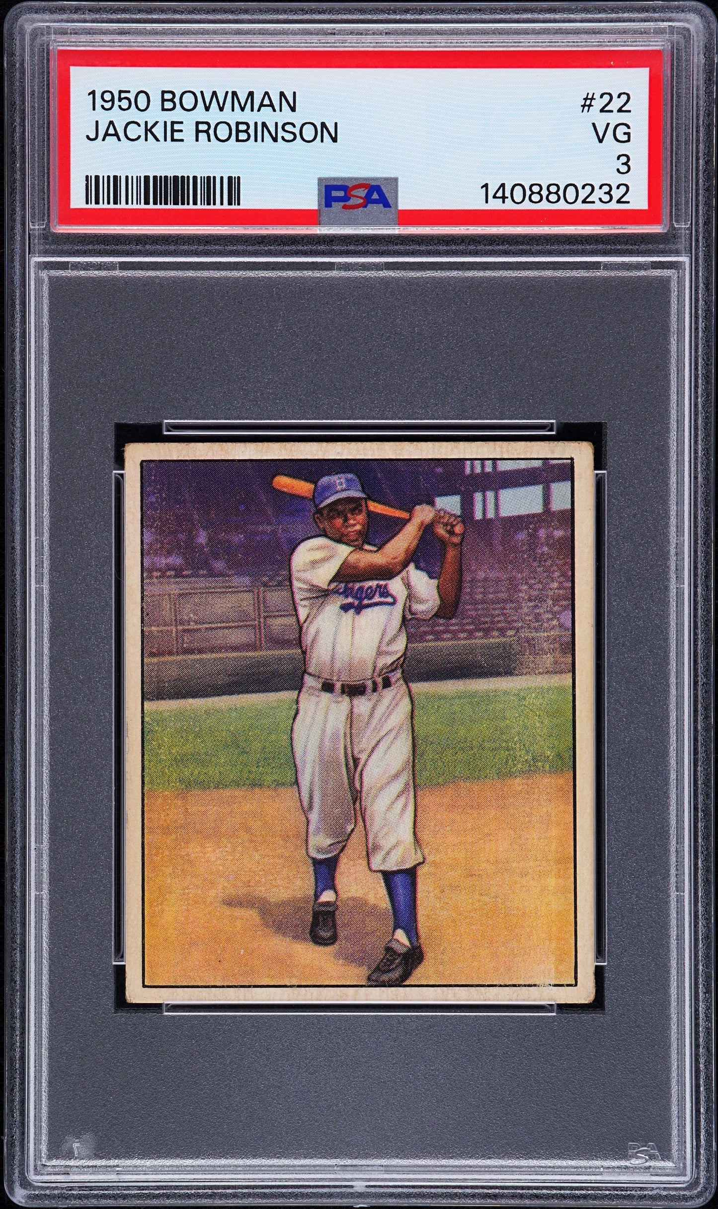 1950 Bowman #22 Jackie Robinson PSA 3 VG Nice Eye Appeal New Label