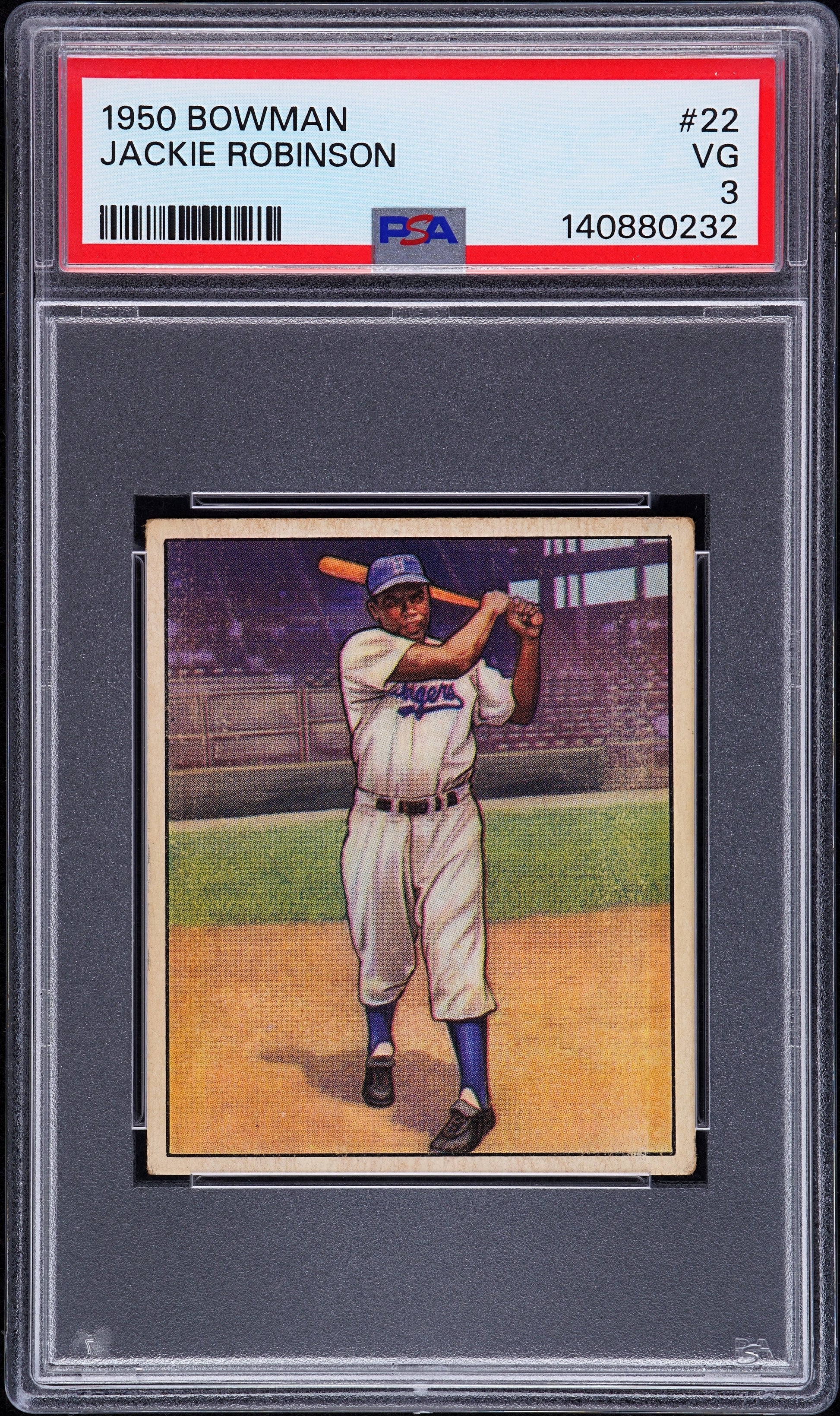 1950 Bowman #22 Jackie Robinson PSA 3 VG Nice Eye Appeal New Label